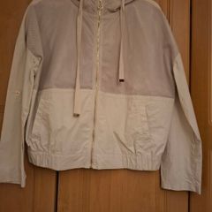 Gray summer city jacket with hoodie