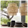 2 x Bamboo Pendant lampshades, 50 cm White Cable Image 4