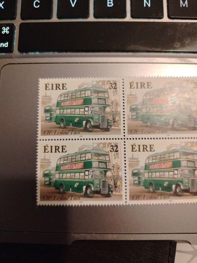 Block of 4 1993 Irish Bus stamp 32p Mint condition