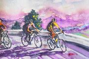 cycling scenes watercolour