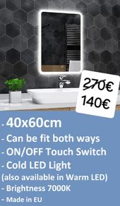 LED Bathroom Mirror Ensuite Bright Light Warm Cold Makeup Cosmetic Illuminated