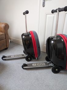 Pair of Zinc Flyte Scooter Suitcases, Shark Design
