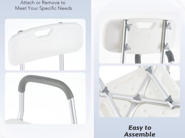 Shower Chairs for Elderly, Wide Frame Shower Stool with Anti-Skid Rubber Feet, Shower Seat with Adjustable Back and Armrest for Mobility, Maximum Load 120kg (FREE POSTAGE)
