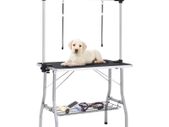 Adjustable Dog Grooming Table with 2 Loops and Basket