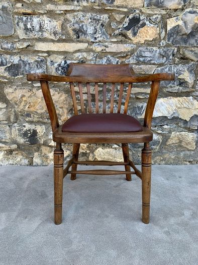 Edwardian Oak Captains Chair.