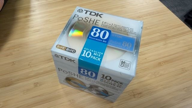 Sealed Pack of 10 New TDK PoSHE Silver/Gold Mix 80 minidiscs
