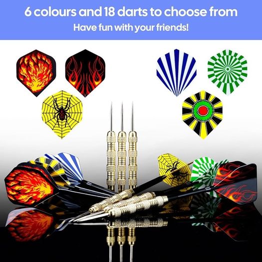 FREE SHIPPING | 18 Pack Steel Tip Darts, Premium Aluminum Shafts Professional Metal Darts Set, Darts Set for Beginner or Professional with 6 Style PET Flights and Dart Sharpener