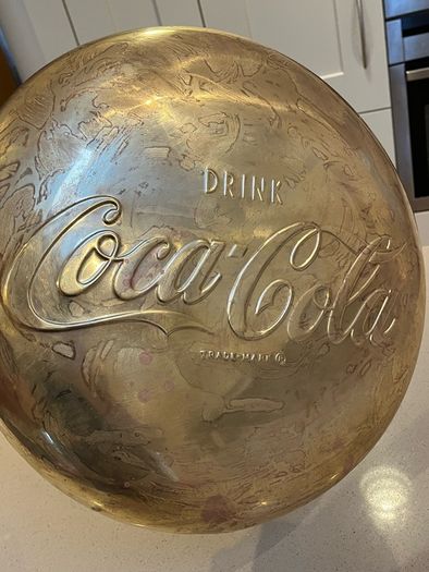 Coca Cola Embossed Brass Sign from the 50