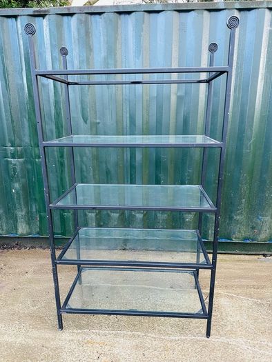 3 Large Black Steel Glass Shelf Shop Display Units