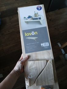 wooden shelves