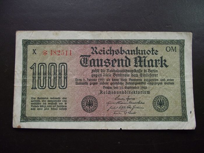 Germany. Reichsbanknote. 1000 Mark (15.9.1922)