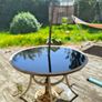 Garden table, black glass top + umbrella with stand Image 2