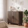 Sideboard Buffet Cabinet with 2 Curved Doors, Adjustable Shelf and Legs Dark Walnut Image 2