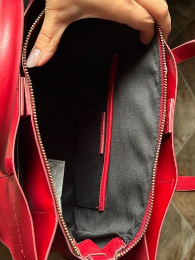 Zara Red Faux Leather Tote handbag Size M