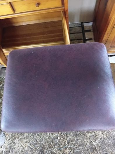Burgundy Leather Ottoman.