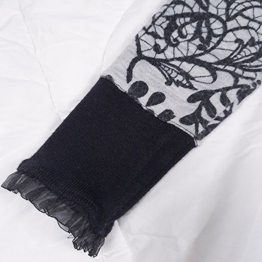 Bai Amour Vintage Black Grey Floral Lace Detail Ruffle Tiered Knit Dress 10-12UK/38-40EU