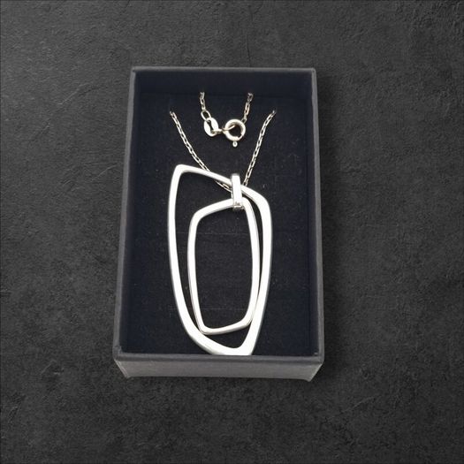 Geometric 925 Silver Pendant On Sterling Italian Chain