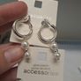 Silver Tone Pearl Jewellery Set Necklace Hoop Earrings New Image 4