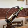 Vintage 20th Century Cast Iron Metal Brutalist Sculpture Bottle Holder Wine Rack Image 7