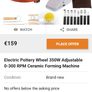 Electric Pottery Wheel 350W Adjustable 0-300 RPM Ceramic Forming Machine Image 5