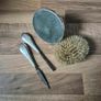 Solid sterling Silver collection, Antique Inkwell, Tortoise shell brush, Silver handles items. Image 5