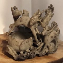 Collection of Three Vintage and Antique Chinese Hand Carved Soapstone Sculptures