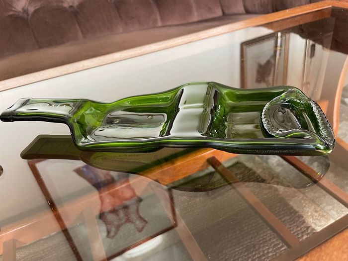 Slumped Wine Bottle Nibbles Tray by Vivere Interior Design