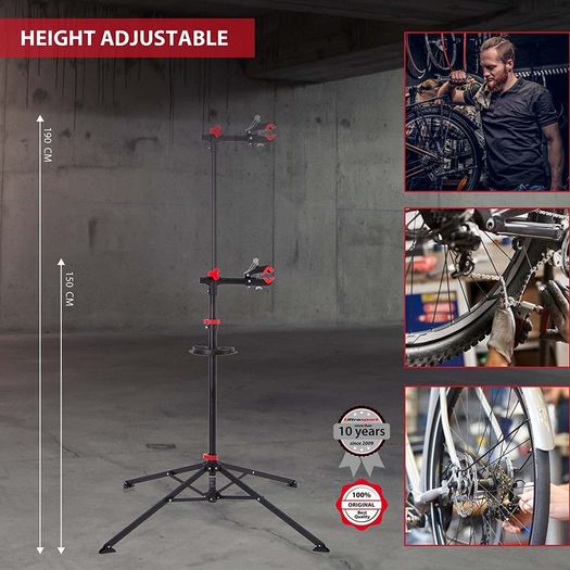 Ultrasport bicycle assembly stand, stable bicycle assembly stand, for repair work on all bicycle models, paint-friendly Quick Lock clamp, magnetic tool tray, maximum. 30 kg
