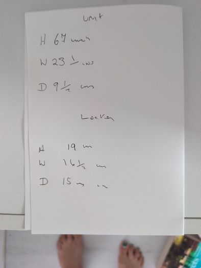 Small bedside locker and long overhead press