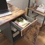 Desk, Table, with Drawer and Storage Cupboard, for Office, Living Room, Bedroom, Simple Assembly, Metal, Industrial Style, Rustic Brown Image 4