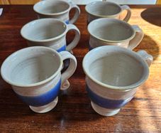 6 large pottery mugs