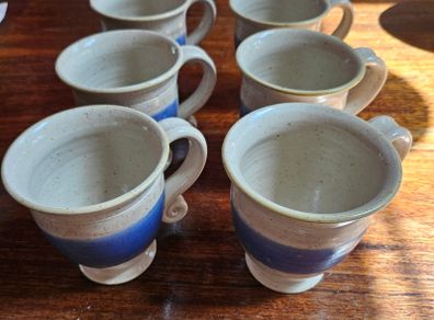 6 large pottery mugs
