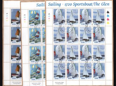 2001 Ireland Sailing (Ruffian, Howth, Sports boat & The Glen) Stamp Sheetlet Plate 1A1A1A1A Fine Used with Dublin CDS cancel of 17th September 2002 (First day of issue) on envelope extract