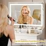 Dressing Table with Mirror and Stool: Vanity Desk with Mirror and Drawers - Makeup Desk with 4 Drawers, Wooden White Bedroom Dressing Table with LED Lights, Brightness Adjustable, 3 Open Storage Areas Image 2