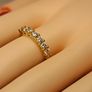 Gold Plated Sterling Silver 7 Stone Moissanite Band Ring Image 6