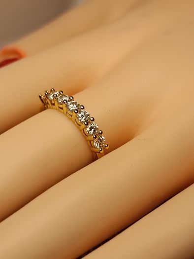 Gold Plated Sterling Silver 7 Stone Moissanite Band Ring