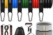 Resistance Bands Set , 17 Pack Exercise Bands Stackable up to 150 LBS, Workout Bands with Door Anchor, Handles &amp; Legs Ankle Straps for Resistance &amp; Endurance Training (FREE POSTAGE)