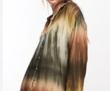 Fab Pull & Bear (Zara Group) Khaki Tie Dye Shirt Size XL UK 14