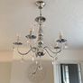 Maria Theresa Crystal Chandelier, Clear Droplet Glass Ceiling Light with 5 Lights, Chrome LED Pendant Lighting Fixture for Dining Room, Living Room, Hallway, Stairway Size D50cm H55cm Chain 60cm (FREE POSTAGE) Image 5