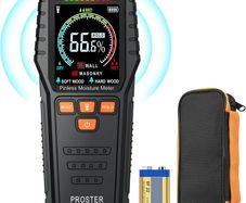 Pinless Moisture Meters - with Backlit LCD Screen Non-Invasive Damp Meter Detects up to 3/4-Inch Below Surface for Non-Destructive Moisture Detection Wallboard Masonry Hardwood and Softwood