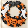 Halloween wreath with ghosts, pumpkins and bat Image 2
