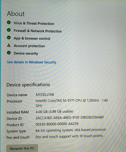 Dell Tablet/PC 120GB 4GB RAM in a excellent condition