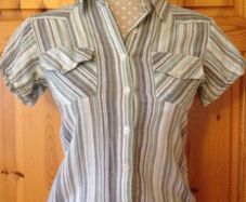Size 8 Short Sleeved Turquoise Striped a Shirt