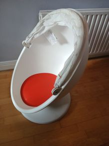 IKEA PS LOMSK Kids Swivel armchair, white/red