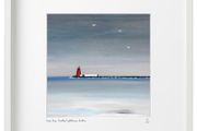 Blue Grey Sky, Poolbeg Lighthouse, Large Framed Print by Helen Mathews