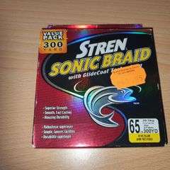 NEW - His-Vis Yellow Stren Sonic Braid 0,33mm, 300yd=274m, 65LB = 29,5kg - Bait Trace Paternoster Lures Cod Pollock Ling Conger Bass Mackerel Pike Perch Trout Salmon