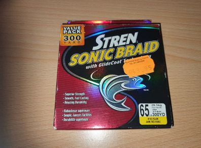 NEW - His-Vis Yellow Stren Sonic Braid 0,33mm, 300yd=274m, 65LB = 29,5kg - Bait Trace Paternoster Lures Cod Pollock Ling Conger Bass Mackerel Pike Perch Trout Salmon