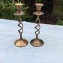 Pair of Vintage brass barley twist candle sticks Image 3