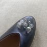 Cinders by Jose Saenz Leather Wedge Espadrilles Navy Size 40 Image 6