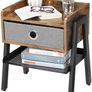 Bedside Tables, Industrial Nightstand, End Table with Removable Fabric Drawer, Mesh Shelf, Metal Frame, for Living Room, Bedroom, Balcony, Rustic Brown Image 5